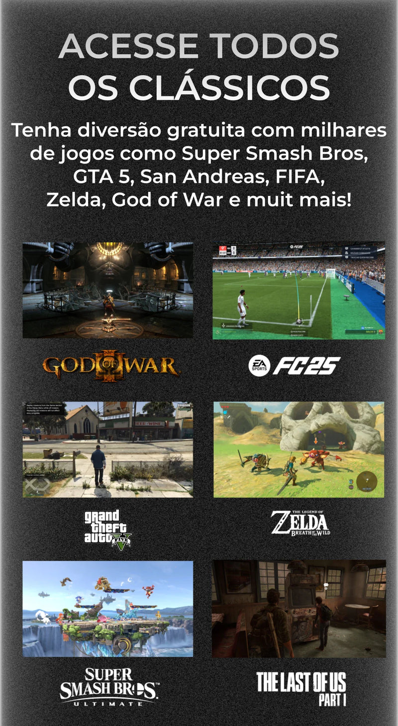 Vídeo Game PlayZone 1TB - O SSD Definitivo com 16.000 Jogos para sua TV,PS5, PS4, Xbox, Switch e Mais!
