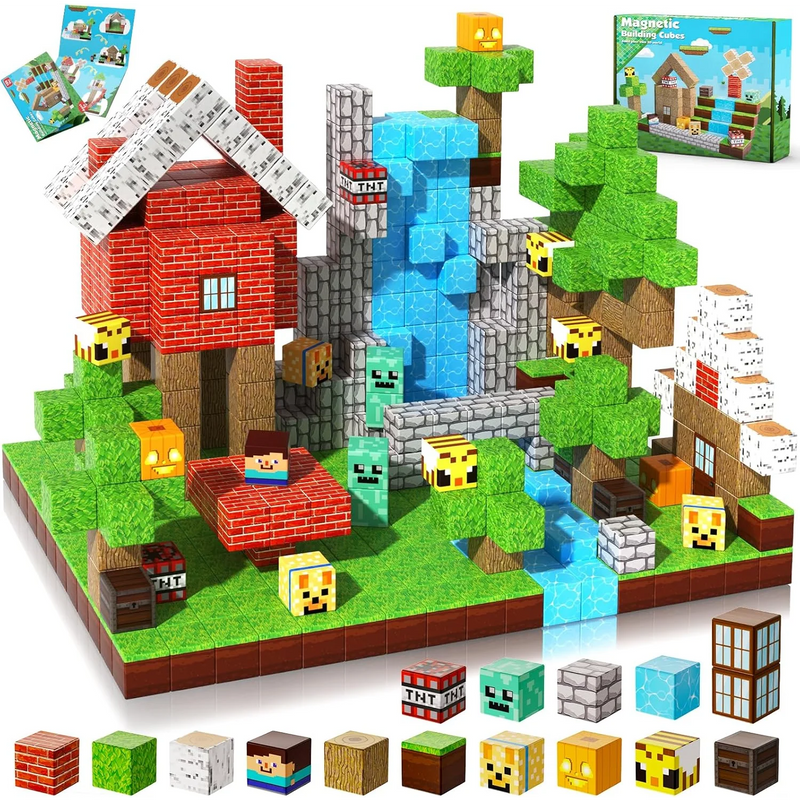 Brinquedo Blocos Minecraft Magnéticos